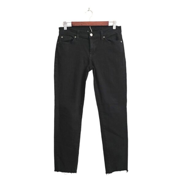 7 For All Mankind Black The Slim Cigarette Raw Hem Jean Sz 29 - Picture 1 of 11